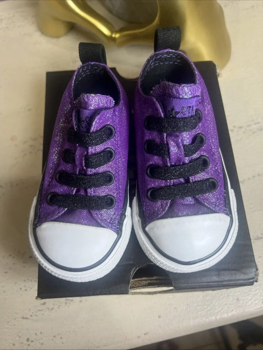 CONVERSE CT AS S LACE AMARANTH PUR Infants Size 4 Glitter Sparkle Tennis Shoes